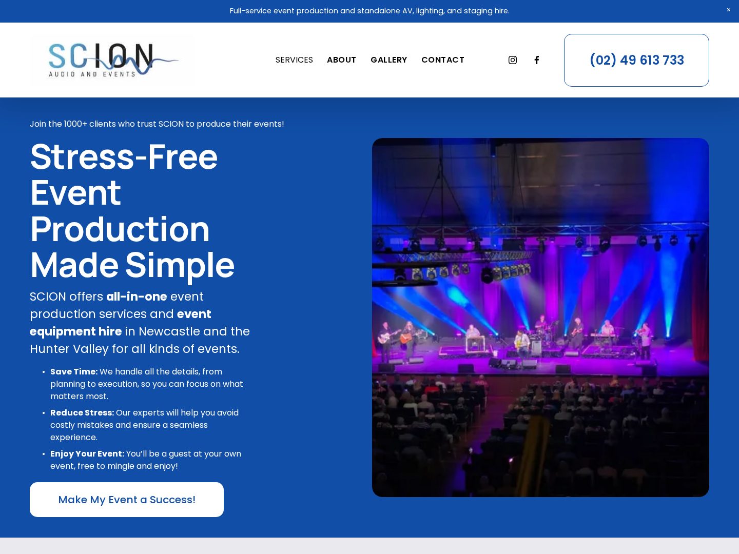 Scion Audio & Events website homepage